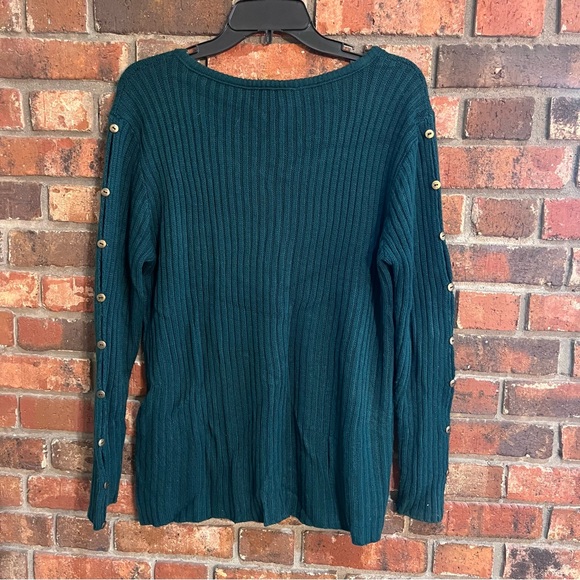 David Benjamin womens vintage ribbed button crewneck sweater green medium - Picture 4 of 4